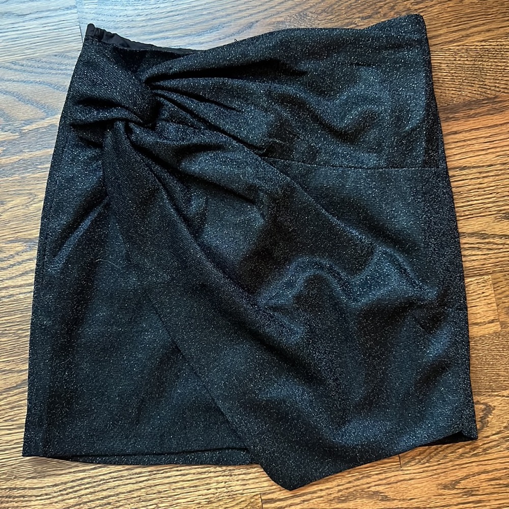 Black Sparkly Knot Front Mini Skirt